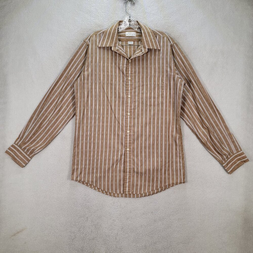 Vintage Arrow Bradstreet Brown Pin Striped Textured Point Collar Button Up Shirt